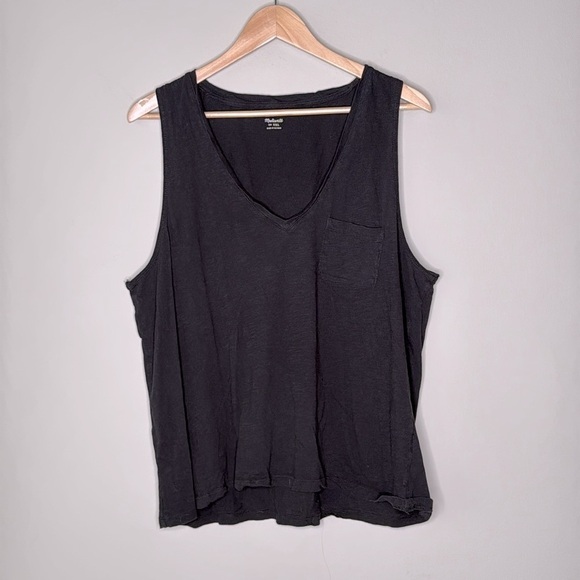 Madewell Whisper V-Neck Pocket Tank Top in Black Size XXL - Picture 1 of 5